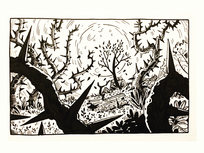 Spooky Forest drawing illustration ink spooky
