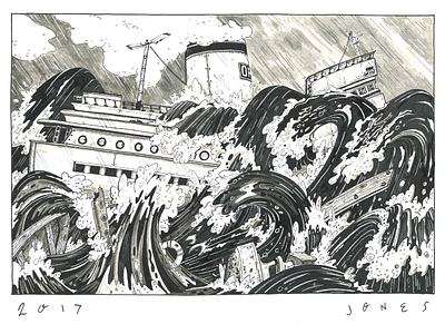 Iron Shipwreck drawing illustration ink