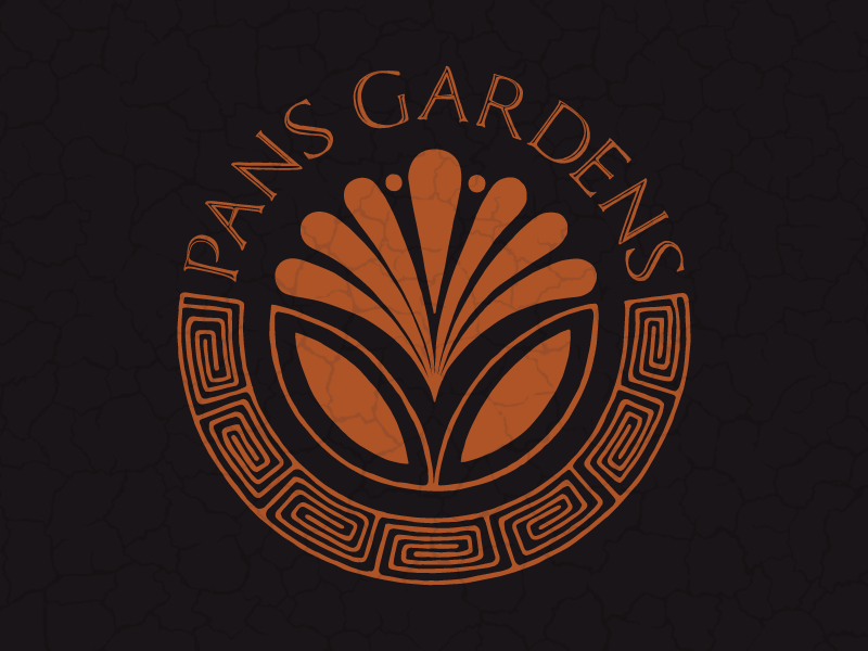 Pan's Gardens Logo monochromatic logo lettering hand