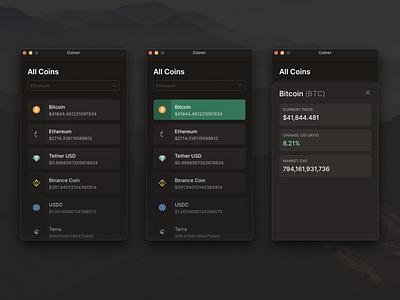 Coiner | A Mac app to keep up with Crypto Currencies
