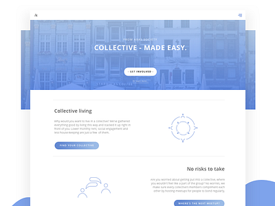Co-living Landing Page blue gradients icons illustrations landing page ui ux web webdesign