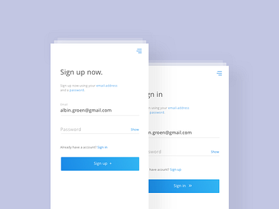 Sign up & Sign in - UI/UX Design app design gradients interface login mobile signup ui ux