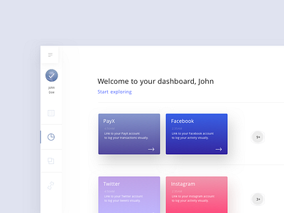 Dashboard - Social Media and Payments stats dashboard design gradients interface sketch ui ux