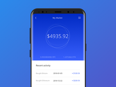 Crypto Currency Wallet blue currency design mobile product s8 samsung ui ux