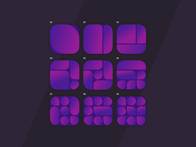 Daily UI 005 :: App icon exploration app icon daily ui 005 daily ui challenge dailyui gradient grid modular