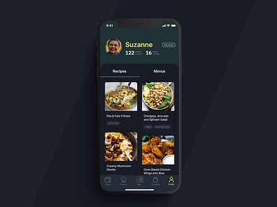 Daily UI 006 :: User profile app app design daily ui 006 daily ui challenge dailyui food app meal app meal planning profile recipe app user profile