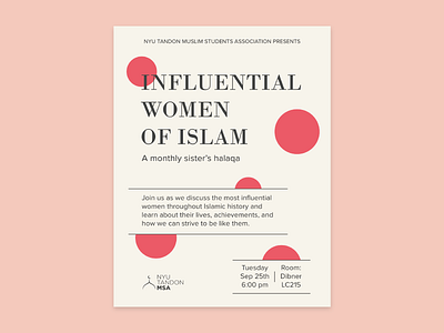 Influential Women Event Flyer artwork event flat flyer flyer artwork illustration illustrator islam minimal muslim muslim student association nyu poster tandon msa vector