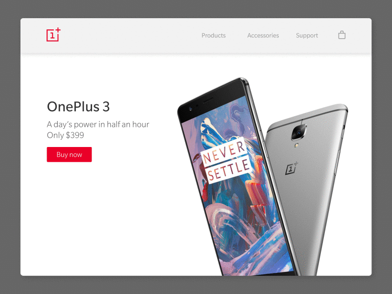 Daily UI 003 - Landing Page for OnePlus adobexd after effects behance carousel dailyui ecommerce home page design html landing page loop minimal oneplus product page ui ux ui design web design website