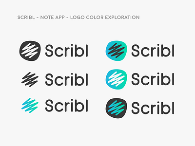Logo Color Exploration for Scribl Note App app branding branding and identity color design exploration illustrator iteration logo pallete ui uiux vector vectors