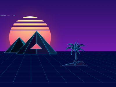 Personal website footer background 1980s blue branding design gradient illustration retrowave