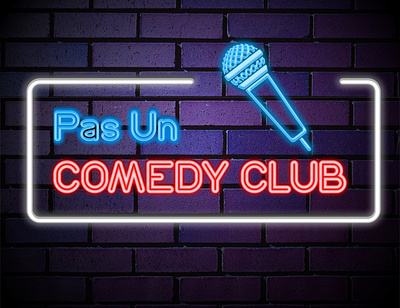 Not a Comedy Club 1980s branding gradient illustration logo retro
