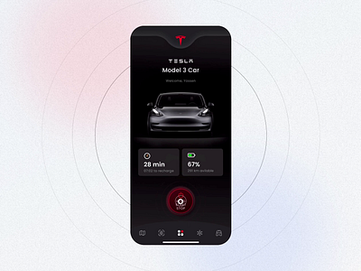 Tesla App virtual key app clean app clean ui dark design minimal mobile app tesla ui user interface ux virtual key