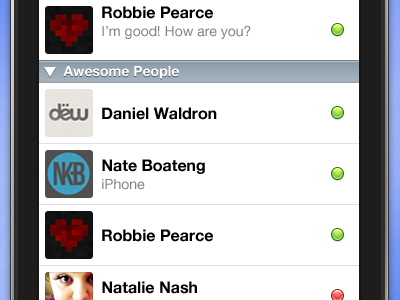 Contact List app chat im ios iphone ui