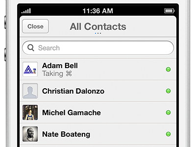 Chat Contact List aim apple chat contacts ios iphone list messages ui