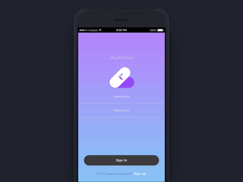 Medminder App app design illustrator invision photoshop prototype ui ux