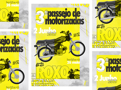 Motorcycles Ride Poster contrast design graphic halftone motorcycle poster trend typography yellow