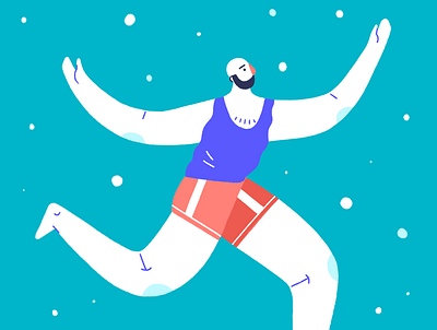 Freezing character cold freeze illustration man running winter