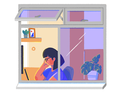 The Window Project building flat illustration room stay home window work from home