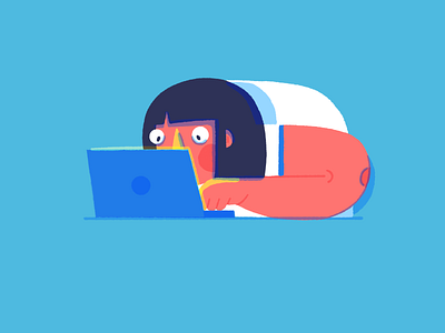 Work from home character illustration laptop woman working