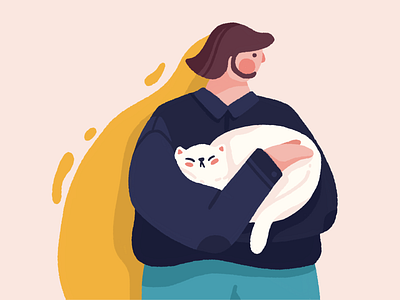 Hug cat hug illustration love man