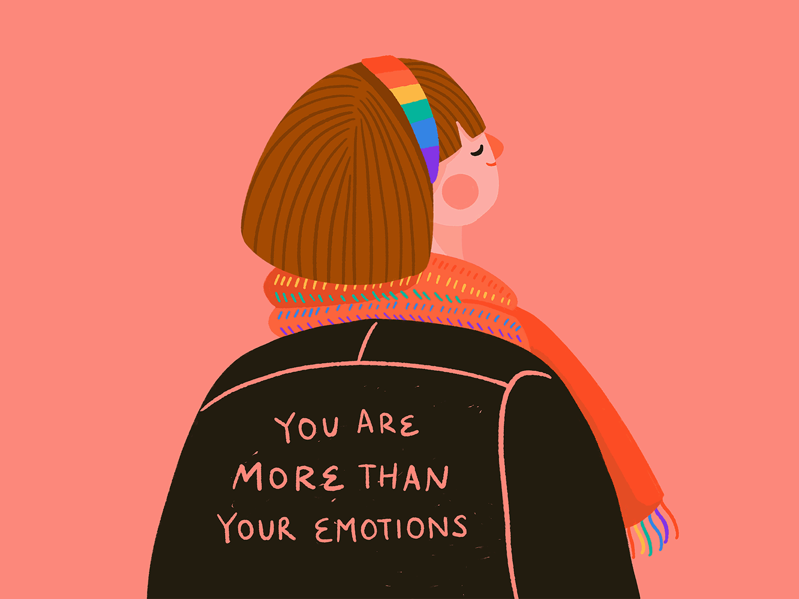 You are more than your emotions character emotion feelings flat girl illustration rainbow scarf woman women women empowerment