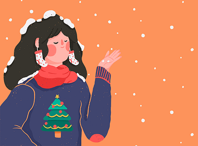 Christmas Is here! character christmas christmas socks christmas tree illustration snow winter woman
