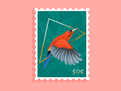 Crimson Sunbird bird bird day crimson sunbird flight flying illustration national bird day procreate singapore stamp sunbird