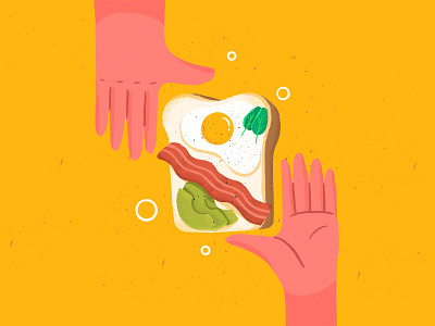Brunch avocado bacon breakfast brunch egg food hand illustration lunch sunny side up toast