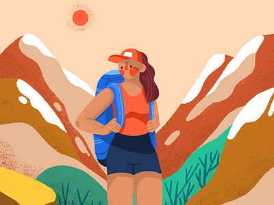 Hiking adventure character hike hiking illustration mountains nature outdoor woman