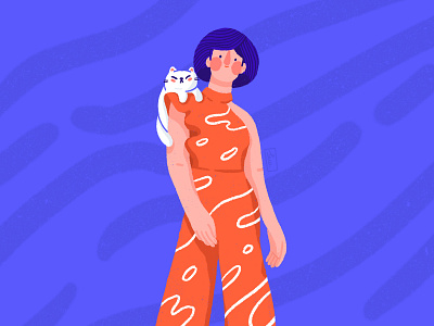 Jumpsuit asian cat character girl illustration jumpsuit woman