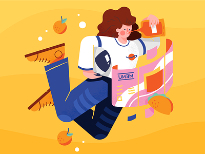 Space Food adobe illustrator astronaut character food illustration illustrator menu orange space space art spacewomen spacex taco vector vector illustration woman