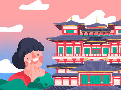 Buddha Tooth Relic Temple architecture buddhism building character chinatown chinese illustration landmark narrative illustration singapore temple tooth woman