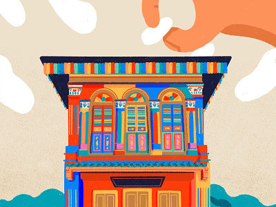 Tan Teng Niah House architecture building character city colorful colourful hand history house illustration landmark narrative illustration singapore sweets