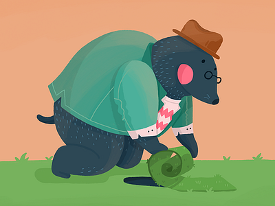 Mole Leader animal character grass illustration leader mole