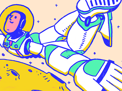 Buzzing away astronaut buzz lightyear illustration neon space toystory