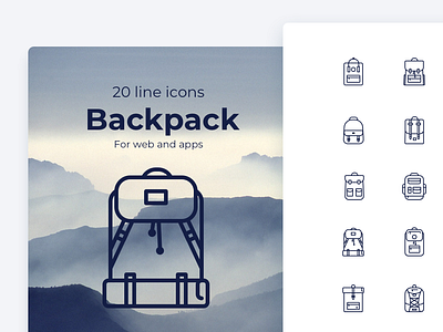 Backpack adventure icons