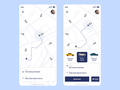 iOS Taxi Application design business creative driver illustration map service taxi booking app taxi driver taxi ui