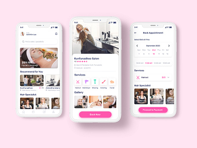 Beauty Salon Online Booking UI Kits agency barber shop branding business calendar hair hair salon haircut hairdresser hairstyle ios service