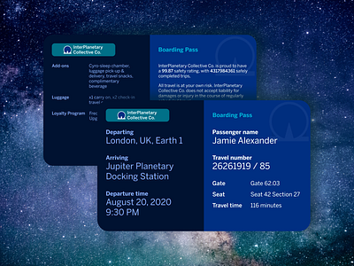 Daily UI Day #024: InterPlanetary Travel Boarding Pass boarding pass dailyui layout typography