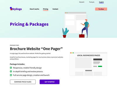 Pricing & Packages Page Wireframe Concept illustration ui design web