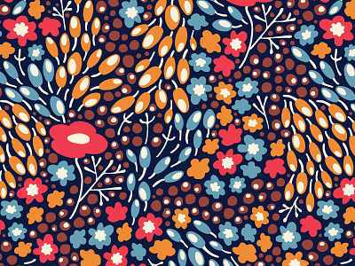 Fabulous flowers. Pattern from the series of illustrations. berry blue brown fabric fabulous flowers orange pattern red textile texture twigs