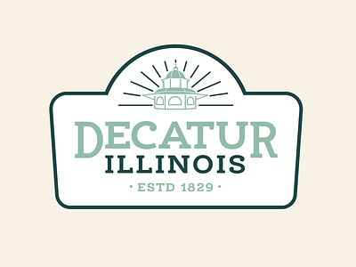 City of Decatur Identity badge branding city decatur icon illinois illustration logo modern slab town transfer house typography