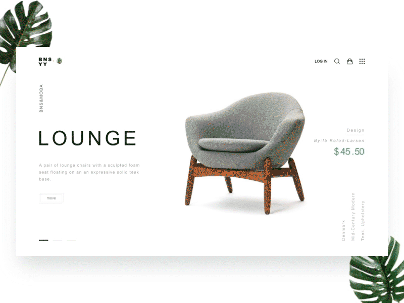 BNS.YY Furniture Web Design GIF ae ai bns.yy chair design furniture green leaf web