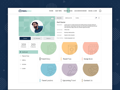 Traveller Profile Page profile page travel ui ui design user profile ux website