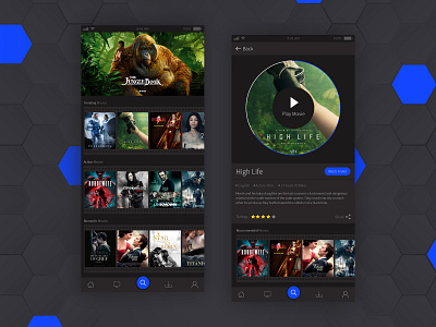 Movie App app app concept apps apps design card card layout card ui concept design flat ui movie movie app online trending ui ui design ux