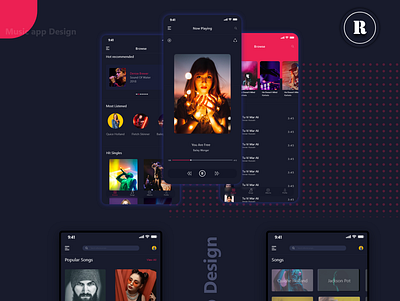 Dark Music apps Design adobe xd app design icon ios mobile music app music apps design ui user experience user interface ux