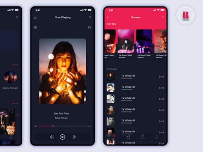 Dark Music apps design adobe xd app design ios mobile music app design ui ux