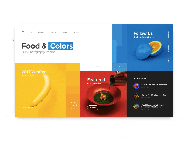 Food Website - Invision Studio animation clean design flat gif invision studio smooth ui ux web