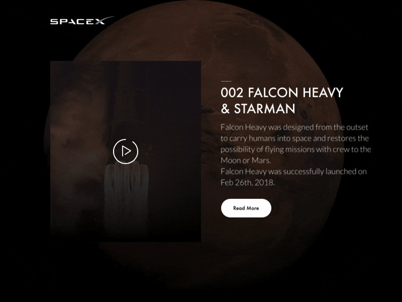 SpaceX Website Concept - On Hover Transitions