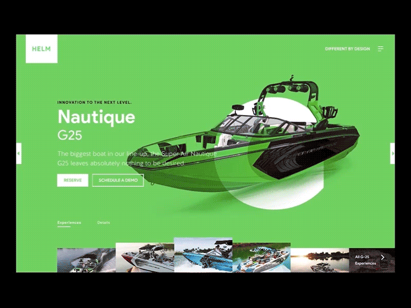 Helm | Luxury boats Concept website - Animation animation design gif interaction design invisionstudio motion product design typography ui ux vector web